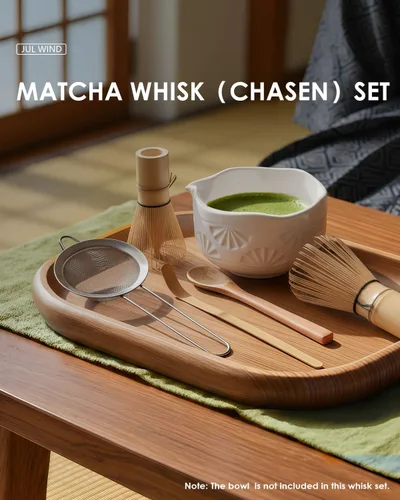 Vista 8 de Juego de batidor de bambú Matcha con 2 paquetes de batidor de bambú natural 100% Matcha, colador, cuchara para té y cuchara de té, Chasen