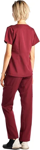 Vista 5 de Dagacci uniforme médico elastizado ultrasuave con bolsillo delantero, para mujer