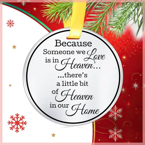 Vista 3 de Adorno conmemorativo de recuerdo de Navidad, porque alguien que amamos está en el cielo, regalo de condolencias de recuerdo, adornos de Navidad