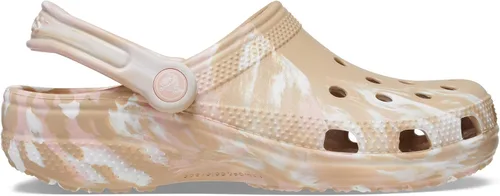 Vista 7 de Crocs - Zueco clásico unisex teñido con efecto mármol, Chai/rosa, talla 12 de EE. UU. para hombre