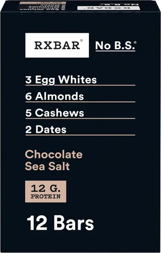 Vista 10 de RXBAR Barritas de proteína, 12g de proteína, snacks sin gluten, chocolate con sal marina (6 cajas, 30 barras)