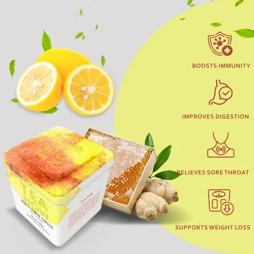 Vista 3 de Life Plus Style Gourmet TEA NOW - Té verde de miel, limón, jengibre, hierbas naturales, sin OMG, 50 bolsas de té de jengibre picante con cafeína