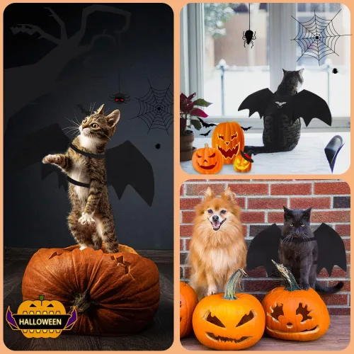 Vista 4 de Vivifying Disfraz de Halloween con alas de murciélago para perro