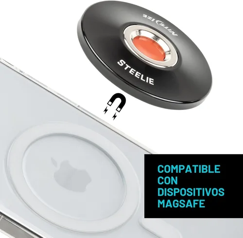 Vista 3 de Nite Ize Steelie Orbiter Plus - Zócalo magnético y anillo de metal - Soporte de salpicadero para coche con montaje magnético - Soporte