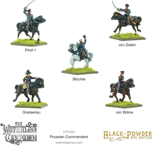 Vista 2 de Batallas épicas de polvo negro: conjunto de comandantes prusianos napoleónicos, escala épica 0.512-0.591 in Wargaming Miniaturas WLG 312401801