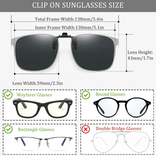 Vista 2 de Gafas de sol polarizadas con clip sobre gafas graduadas, lentes antideslumbrantes unisex UV400