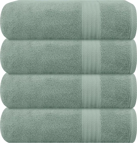 Vista 67 de GLAMBURG Juego de 2 Sábanas de Baño Extra Grandes de Algodón Premium de 700 GSM - 100% Algodón Peinado - 2 Sábanas de Baño 35x70 pulgadas - Calidad