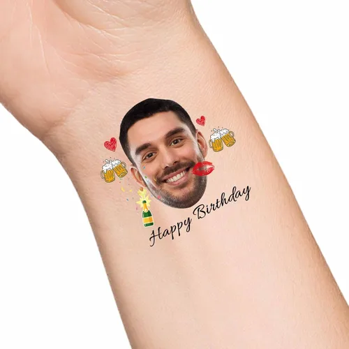 Vista 15 de Tatuajes temporales personalizados con texto de nombre, tatuaje temporal personalizado con logotipo fotográfico para adultos, parejas, mujeres
