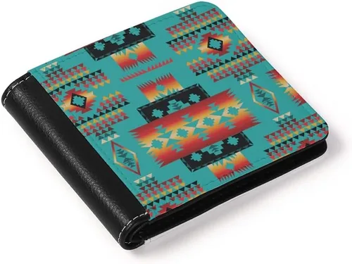 Vista 4 de LedBack Cartera plegable de piel sintética para hombre con tarjetero de crédito, Verde Navajo, Moderno