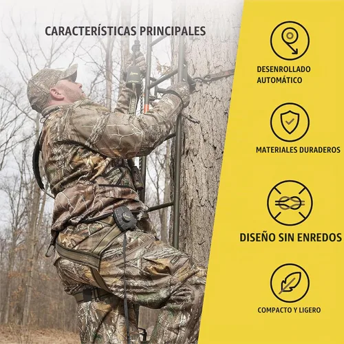 Vista 5 de Hunter Safety System Bow & Gear Hoist: 30' Automatic Unwinding Pull Line with Coated Carabiner, Lightweight Rewind System for Lifting Bows, Packs &
