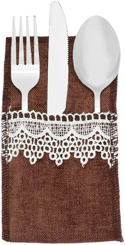 Vista 4 de rockcloud Camino de mesa de encaje de 15 x 75 pulgadas, bolsa de vajilla para decoración de banquetes de boda, Navidad, decoración de mesa de fiesta