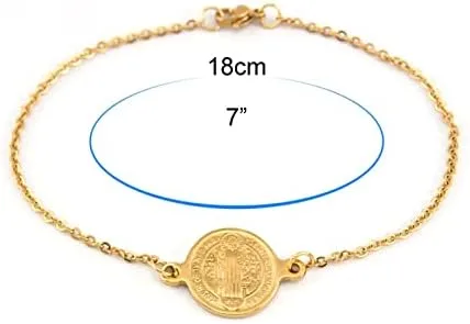 Vista 2 de HGTTH - Medalla de San Benito de acero inoxidable para mujer Medalla San Benito Acero Inoxidable 71in acero