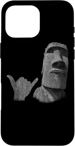 Vista 19 de Funny Easter Island Rapa NUI Moai Statue Surfer Shaka Sign Case for iPhone 16