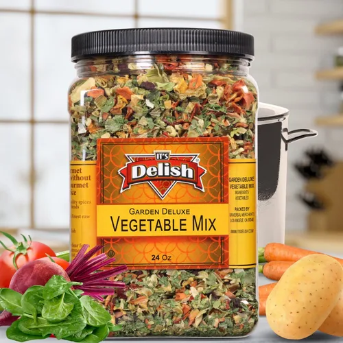 Vista 2 de It's Delish, mezcla de sopa de verduras Garden Deluxe de 24 onzas 16 verduras deshidratadas naturales para fideos ramen, verduras de sopa