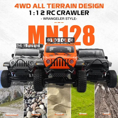 Vista 3 de ARRIS MN128 1/12 RC Rock Crawler 4WD Off-Road Jeep RTR Truck Negro