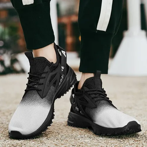 Vista 4 de Zapatillas deportivas para hombre, zapatillas de trail running para hombre, de moda, atléticas, casuales, verdes, blancas, rojas, talla de zapato