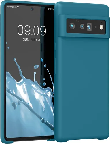 Vista 111 de kwmobile Funda Compatible con Google Pixel 6 Pro - Funda de teléfono de silicona TPU con acabado suave - Azul Arrecife