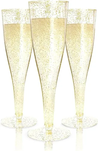 Vista 17 de Prestee Juego de 24 copas de champán de plástico transparente, capacidad de 4.5 onzas, vasos desechables inastillables, adecuadas para bodas