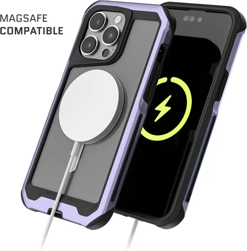 Vista 4 de Ghostek Atomic Slim - Funda protectora para iPhone 15 Pro Max, compatible con accesorios MagSafe, marco de metal de aluminio, funda de teléfono