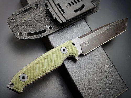 Vista 3 de Eafengrow EF129 Cuchillo de hoja fija, hoja tanto de acero DC53, mango G10, cuchillos fijos de espiga completa, cuchillo recto para campamento Verde