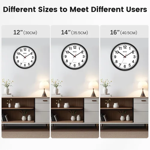 Vista 3 de Geevon Reloj de pared atómico de 16 pulgadas, reloj analógico autoajustable con sincronización automática de tiempo, funciona