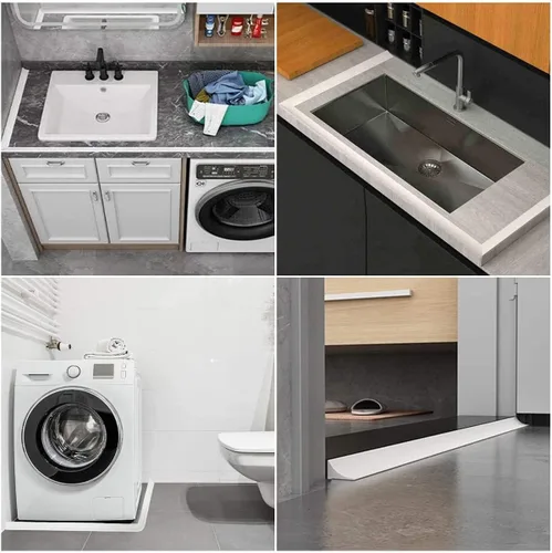 Vista 3 de Presa de ducha de 39 pulgadas, umbral de ducha, barrera de agua plegable, tapón de agua autoadhesivo para ducha, protector contra salpicaduras que