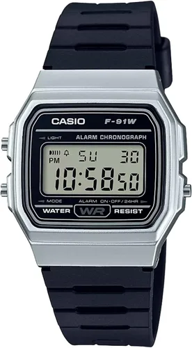 Vista 5 de Casio F91W Series Digital Watch Water Resistant LED Light 1/100 SEC Stopwatch Regular Time Keeping (HR, Min, SEC, PM, Date, Day) Daily