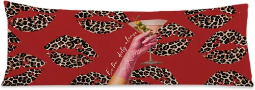 Vista 14 de Funda de almohada de cuerpo de 8 bolas con estampado de leopardo rojo a la moda, 20 x 54 pulgadas, decoración de habitación de guepardo, bota roja