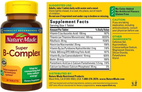 Vista 3 de Nature Made Super B-Complejo con Vitamina C y Ácido Fólico, 60 Tabletas