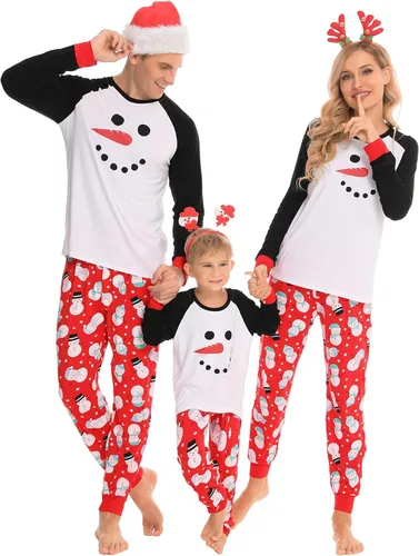 Vista 9 de SWOMOG Pijamas de Navidad familiares a juego, pijamas de Navidad para la familia, parejas, ropa de dormir para adolescentes