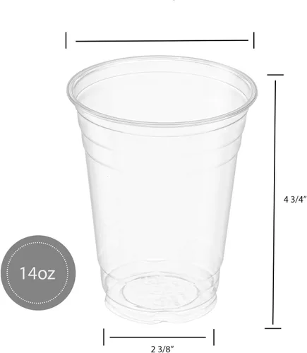 Vista 2 de [50 juegos de 12 onzas] Vasos de plástico transparente para mascotas con tapas de cúpula para café helado, bebidas frías, batidos, tazas