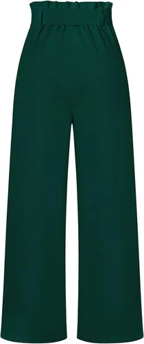 Vista 7 de ebossy Pantalones palazzo elásticos de cintura alta para mujer, pierna ancha, casual, elegante, para negocios, fiesta, pantalones largos con cinturón
