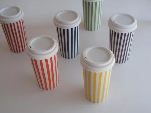 Vista 7 de Millie - Taza de viaje de cerámica con tapa, taza de café reutilizable de 12 onzas, esta taza de café de viaje de cerámica hecha a mano es apta