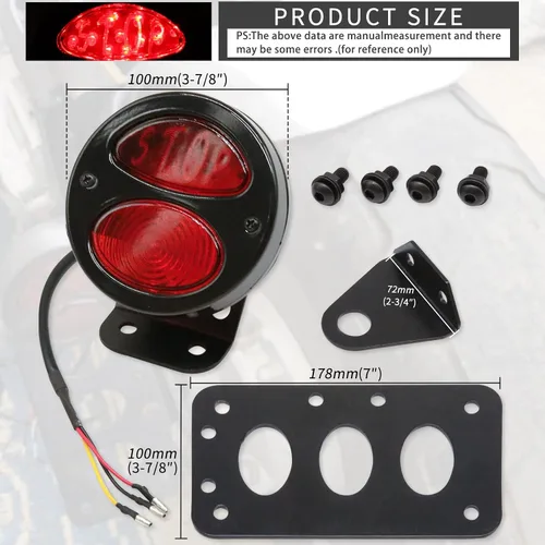 Vista 3 de Rich Choices Luces traseras de motocicleta con soporte lateral para placa de matrícula, luces de freno integradas, luz de parada impermeable