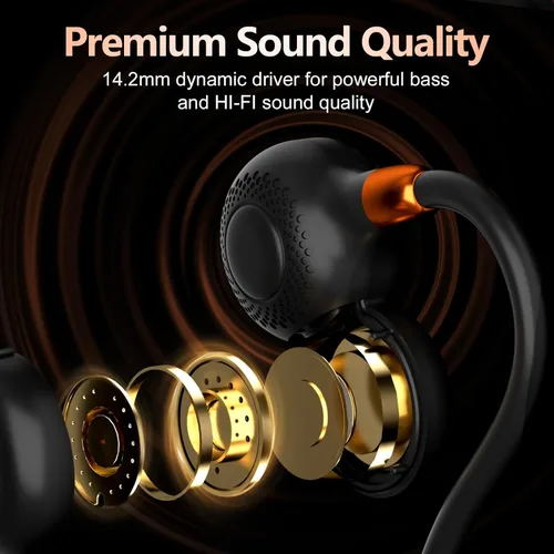 Vista 3 de Ortizan Auriculares de oreja abierta, Bluetooth 5.3 inalámbricos de conducción de aire, auriculares deportivos, sonido premium, IPX6 impermeable