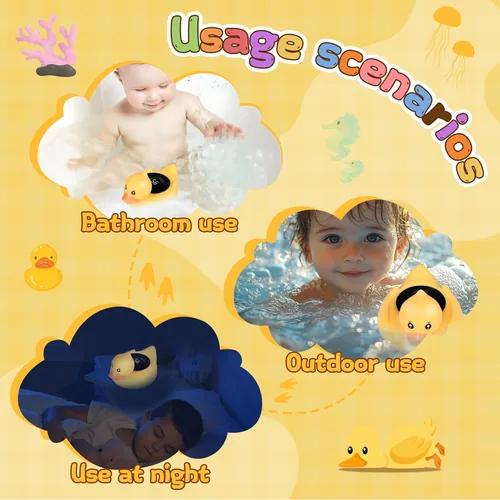 Vista 4 de Termómetro de baño para bebé, termómetro digital flotante de agua con pantalla LED y alertas de temperatura de color, juguete de baño recargable