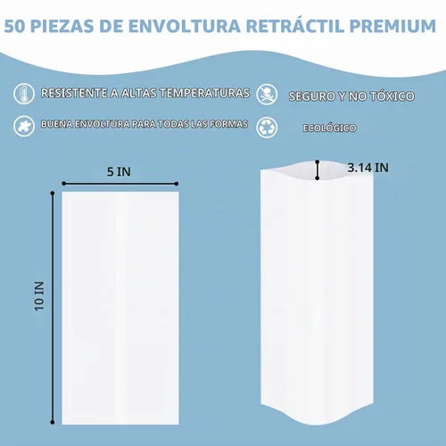 Vista 4 de HTVRONT Envoltura Retráctil para Vasos de Sublimación 5X10 Pulgadas - 100 Piezas Fundas de Envoltura Retráctil para Sublimación, Película de 100PCS