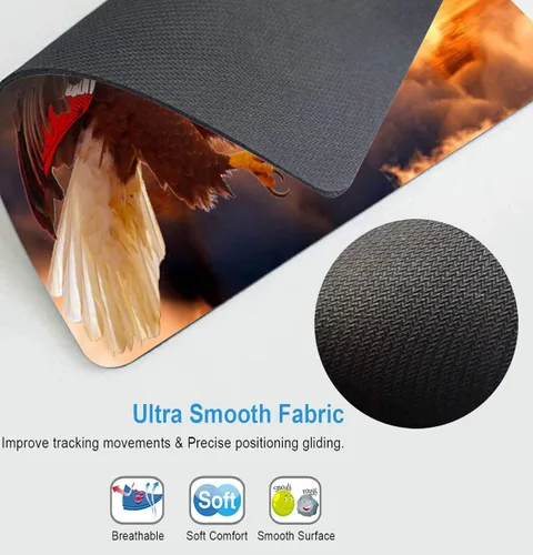 Vista 5 de Alfombrilla de mouse antideslizante para computadora de oficina de juegos, águila con bandera americana