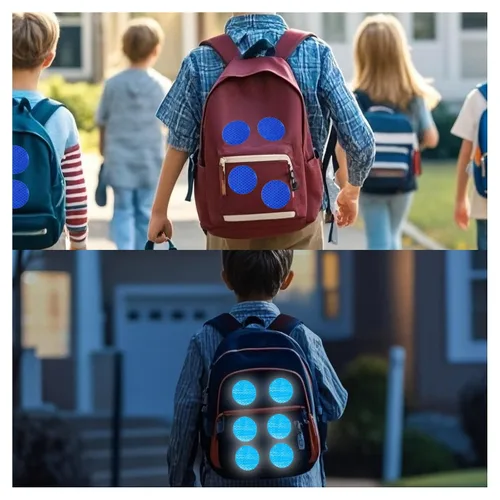 Vista 7 de Pegatinas reflectantes 1 pulgada de diámetro Redondas Reflectoras, Cinta adhesiva impermeable al aire libre de alta visibilidad (80 piezas)