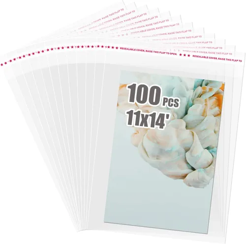 Vista 10 de Egofine Bolsas de celofán autosellables, 100 bolsas transparentes resellables para tapetes de fotos de 10 x 14 pulgadas
