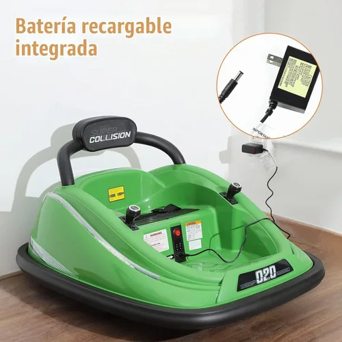Vista 9 de Coche de parachoques eléctrico para niños de 12 V, con control remoto para padres Verde
