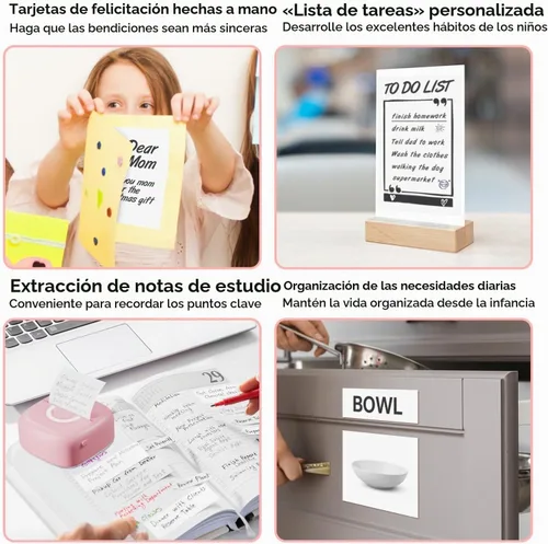 Vista 3 de Cabaro Mini Impresora de Calcomanías Impresora Térmica con 3 Rollos de Papel, Cápsulas de Impresión de Teléfono Portátil Bluetooth