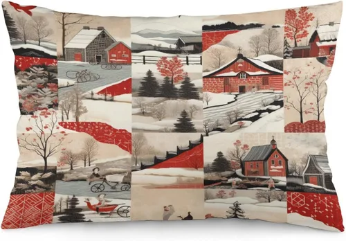 Vista 30 de Fundas de almohada con diseño de pingüinos de Navidad de 12 x 20 pulgadas, diseño de pingüinos en acuarela de Navidad, fundas de almohada