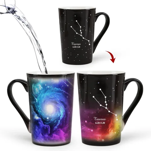 Vista 15 de Taza de constelación cambiante de calor de Acuario de 12 onzas, taza de café de Acuario con grabado, taza de café de cerámica que cambia