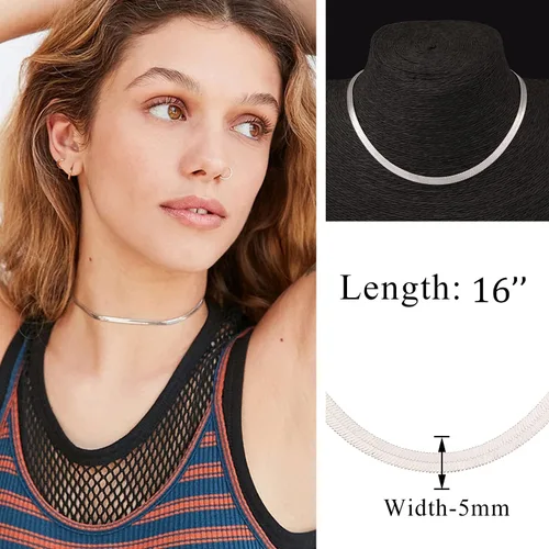 Vista 4 de Gargantilla delicada chapada en oro de 18 quilates para mujer, cadena de serpiente, eslabones cubanos, clip de papel, cadena de cuentas de bola