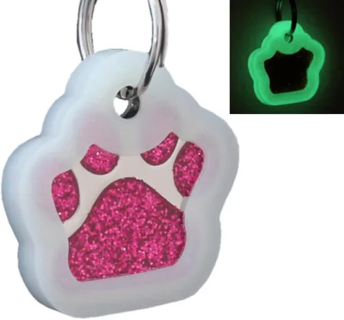 Vista 18 de Etiquetas de identificación de mascotas de acero inoxidable grabadas con láser, personalizadas para perros y gatos, etiqueta redonda de hueso