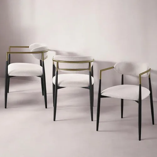 Vista 15 de Acme Jaramillo Barrel - Silla lateral en color beige y negro (juego de 2)