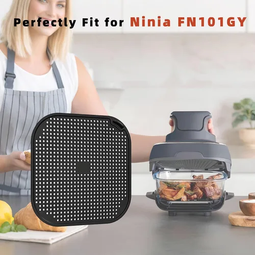 Vista 2 de Protector de silicona contra salpicaduras para freidora de aire Ninja FN101, alfombrilla de silicona resistente al calor para freidora de aire Ninja
