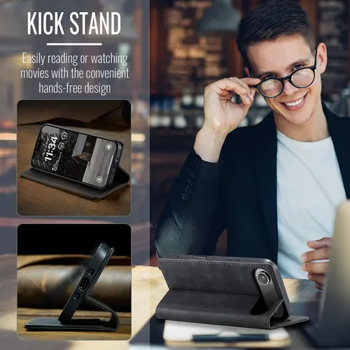 Vista 4 de QLTYPRI Para iPhone Air Case Wallet Con Tarjetero, Vintage PU Cuero Kickstand Cierre Magnético A Prueba De Golpes Folio Libro Funda Para IPhone 17