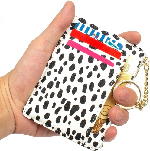 Vista 48 de Tarjetero delgado con bloqueo RFID, billetera de bolsillo pequeño, con cremallera Keychian para monedero, monedero y tarjetero para mujeres y hombres